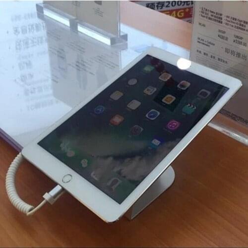 4 set/lot) aluminium material silvery color remote control hotel bank lobby reference desk tablet kiosk power anti theft stand