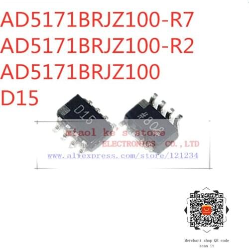 [ 5pcs/1lot ] 100%New original: AD5171BRJZ100-R7 AD5171BRJZ100-R2 AD5171BRJZ100 D15 - IC DGT POT 100KOHM 64TAP SOT23-8