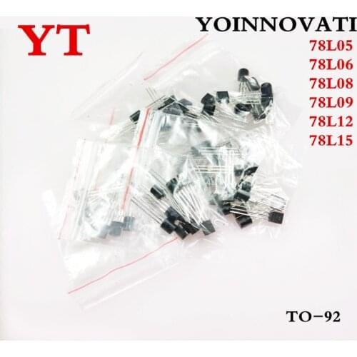 60pcs 78L05 78L06 78L08 78L09 78L12 78L15 6values each 10pcs Transistor package Assorted Kit