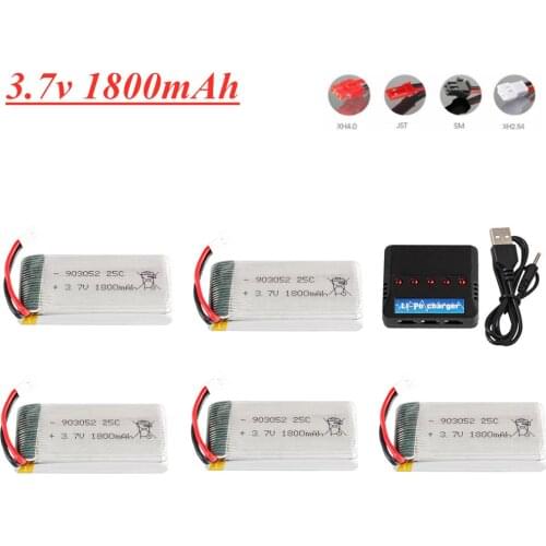 3.7v 1800mAh Lipo Battery + charger set for KY601S SYMA X5 X5S X5C X5SC X5SH X5SW X5HW X5UW M18 H5P HQ898 H11D H11C RC Drone