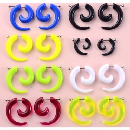 Pair Acrylic Spiral Ear Taper Fake Ear Stretcher Expanders Gauge Earlobe Earring Piercing Body Jewelry Tunnel And Plugs