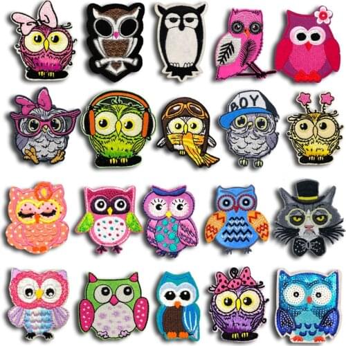 Cartoon Bird Ironing Patches for Clothing Embroidered Owl Patch Iron on Clothes Children Kid Applique Sew on Stickers Bag Badges