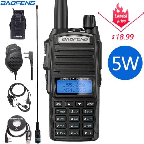 Baofeng UV-82 5W Dual PPT Walkie Talkie VHF/UHF Dual Band Portable CB Ham Station UV-5R UV-9R Amateur Police Scanner Ham Radio