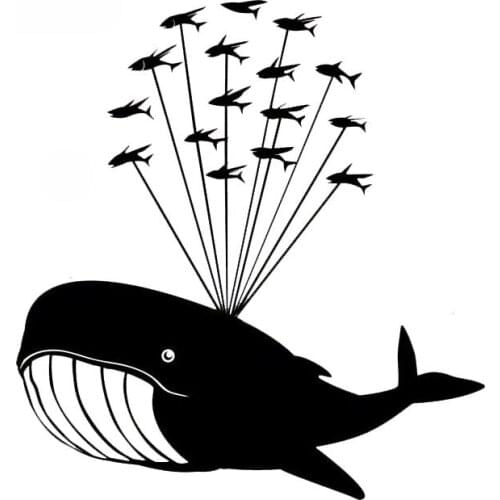 12.7*13.5CM Whale Airlift Flying Fish Creative Funny Window Decorative Stickers Funny Car Styling Accessories C6-1246