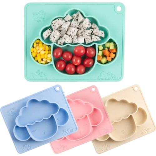 Baby Anti-Drop Silicone Dinner Plate Non-slip Divided Tableware Food Meal Bowl