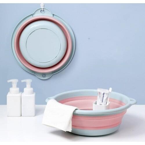 Designer Plastic Foldable Portable Basins Wash Bucket Folding Laundry Tub Bathroom Kitchen Accessories Travel Baby Folding Basin