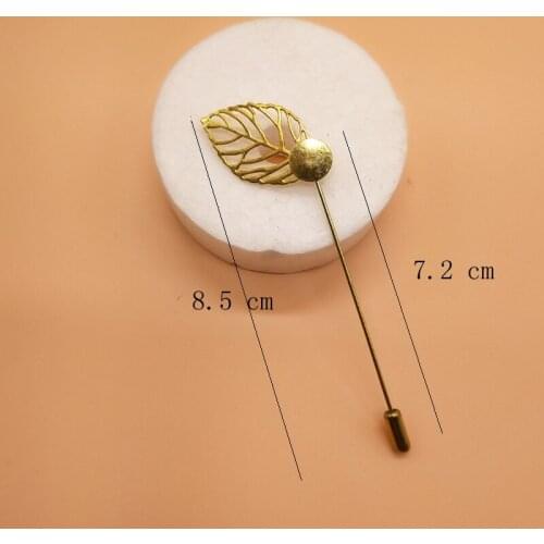 10 Pcs/lot Long Straight Pins Base Dual Brooch DIY Leaves Style Brooch Iron Safety Pin Use For Boutonniere Flower
