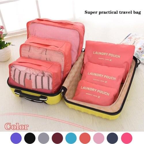 6pcs Travel Organizer Bags Portable Luggage Organizer Storage Clothes Tidy Pouch Suitcase Packing Laundry Bag Storage Cases 2021