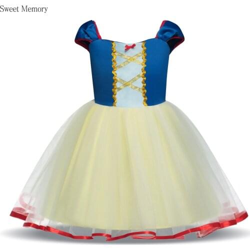 F035 Short Yellow Flower Girl Dresses Childrens Clothing Snow White Summer Puffy Gauze Princess Dress Casual Robe Sweet Memory