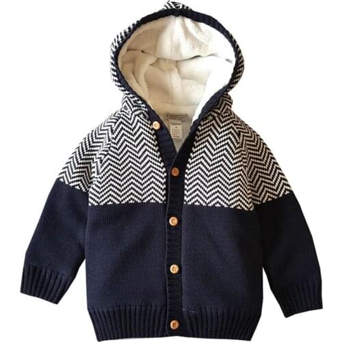Baby Boys Girls Cardigan Winter Cotton Sweater 2021 Top for Children Coat Clothing Kids Thick Plush Knitted Sweaters Clothes