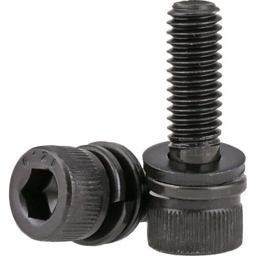 Grade 12.9 high strength cup head socket head screw, cylinder head socket head bolt, three combination screws m3-m12 10PCS