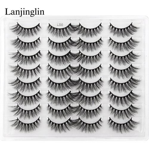 LANJINGLIN 3/16 Pairs 3d Mink Eyelashes Dramatic False Eye Lashes Natural Soft Mink Lashes Extension Makeup Reusable Cilios