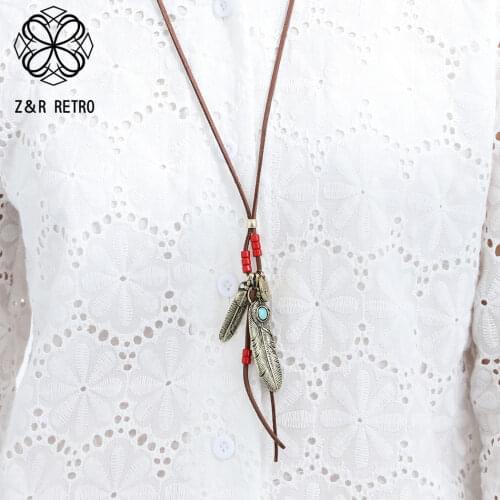 Hotsale Jewelry for Women Long Necklace Feathers Pendants Rope Chains Chokers Wholesale Jewellery Suspension Vintage 2021 Gothic