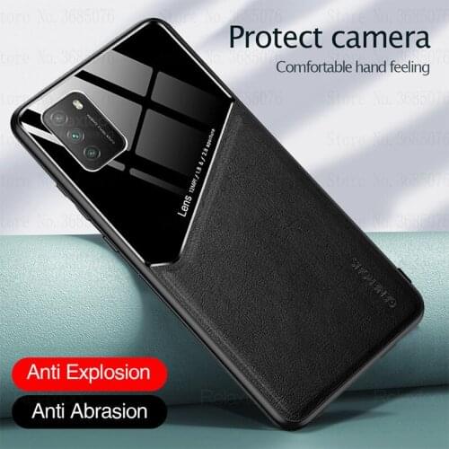 Leather Texure Magnetic Holder Case For xiaomi poco m3 x3 on pocom3 pocom 3 x 3 nfc pocophone m3 m 3 soft Frame cover