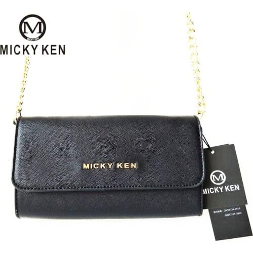 Micky Ken 2018 New Ladies Wallet Simple Fashion Chain Messenger Shoulder Bag Cross Grain Leather Long Clutch