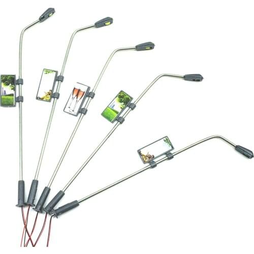 1:200 scale model copper LED lights with billboard miniature lamppost for diorama railway street scene