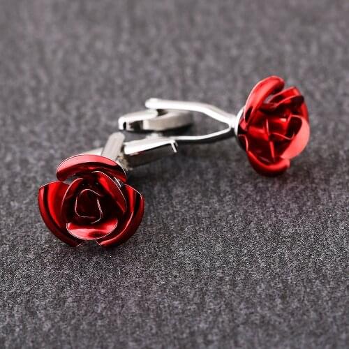 KFLK brand mens shirt cuff button The red rose cufflinks wedding gift button 2018 new products guests
