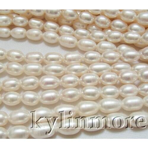 Wholesale 5 strds 7-9MM Rice Natural Pearl 14"