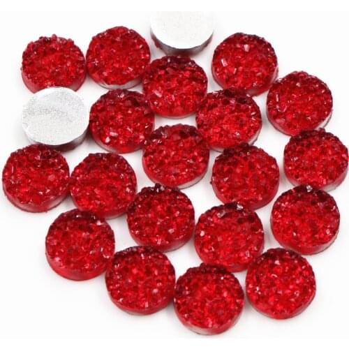New Fashion 40pcs 12mm Dark Red Color Natural ore Style Flat back Resin Cabochons For Bracelet Earrings accessories-X4-36