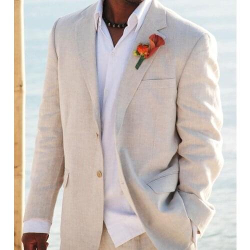 2017 Latest Coat Pant Designs Champagne Linen Summer Wedding Suits For Men Jacket Groom Tuxedo Custom Blazer 2 Piece Masculino