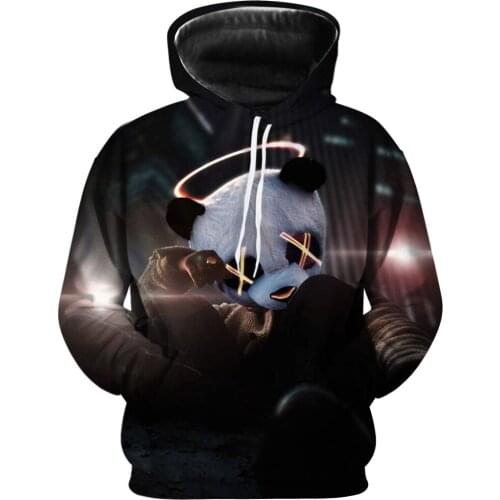 2021 new panda Harajuku style 3D printing mens and womens hoodie dance step long-sleeved sports sweater rap pullover top