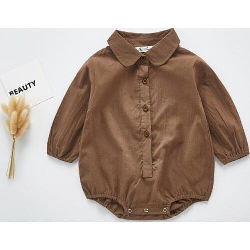 New 2020 Spring Baby Boy Girls Clothes Baby Cotton Shirt Collar Clothes Baby Girl Clothes Long sleeve Romper Clothing