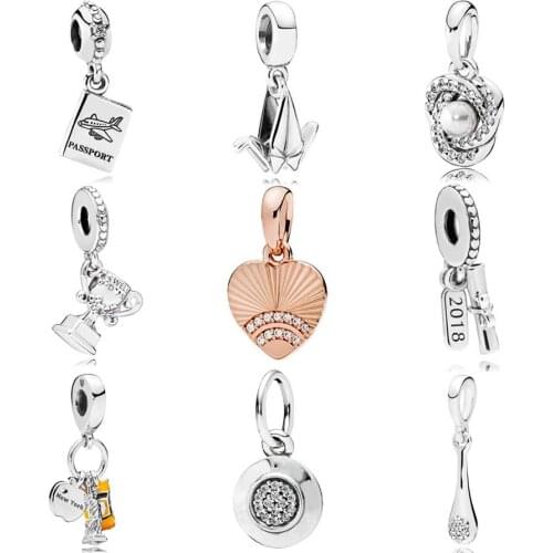 Original Vintage Passport With Crystal Modern Lovepods Pendant Bead Fit Europe Bracelet 925 Sterling Silver Charm DIY Jewelry