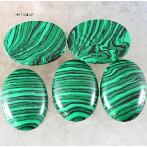 1Pair CAB Cabochon 22x30MM Oval Natural Stone Bead For Making Necklace Bracelet Earrings Green Malachite K538