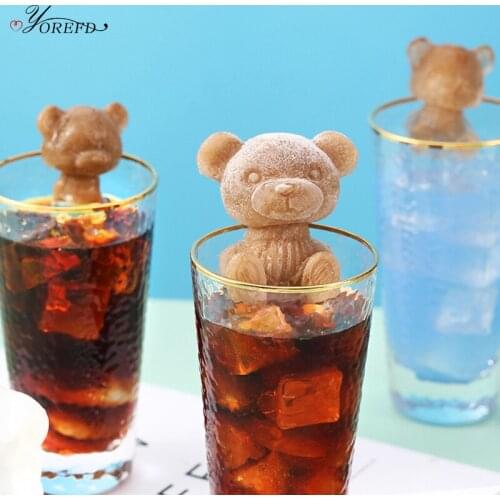 OYOREFD Cute Little Bear Rose Ice Cube Silicone Quick Frozen Cartoon Ice Cube Mold Kitchen Bar DIY Ice Cube Maker Chocolate Mold