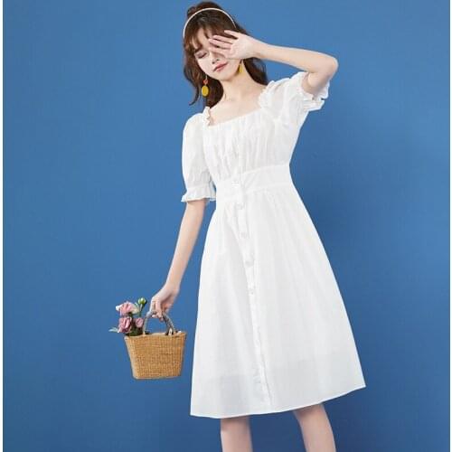 Dress 2021 Female Solid Summer Dress Ladies Patchwork Dresses Woman Summer Button Short Sleeve Midi Summer Dresses Ladies 2021