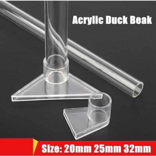 1pc I.D 20 25mm Transparent Acrylic Pipe Aquarium Tank Pump Duck Beak Water Outlet Nozzle Duck Beak Return Pipe Fittings