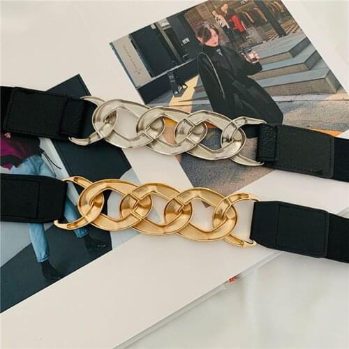 Golden Chain Belt Elastic Silver Metal Waist Belts For Women High Quality Stretch Cummerbunds Ladies Coat Chain Belt Waistband