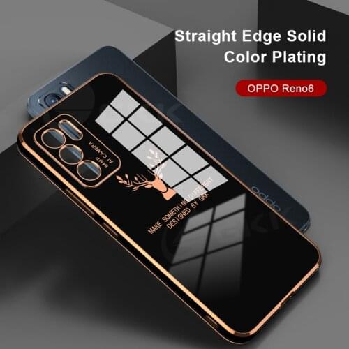 Luxury Plating Straight Edge Case For OPPO Reno 5 6 Pro Plus 5G Anti-knock Protection Soft Cover For OPPO Reno 5 6 Pro Plus Case