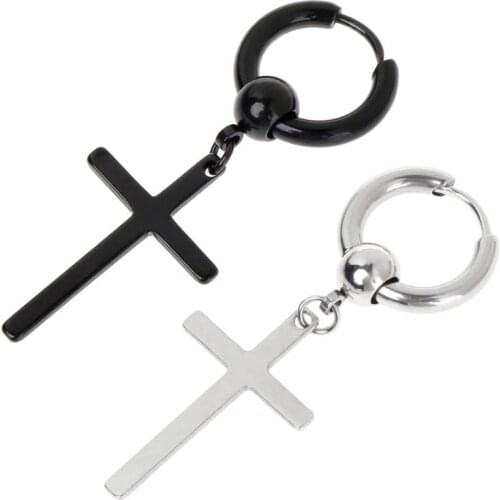 1pc Chic Earrings Korea Kpop Jewelry Cross Pendant Dangle Charm Gifts Party Fashion V DNA Women Men Accessories