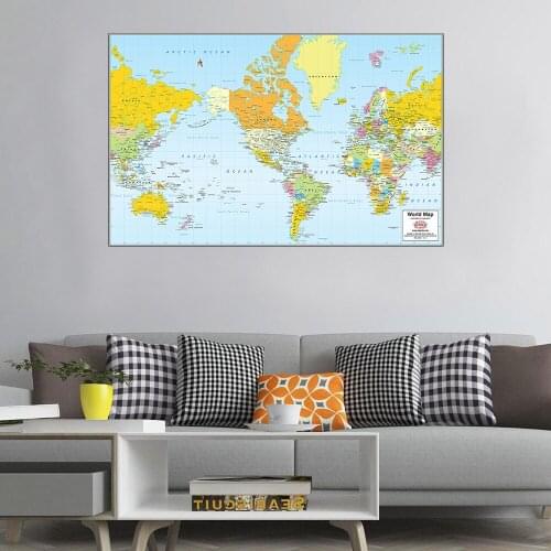 90x60cm Foldable The World Physical Map Mercator Projection World Map for Culture Education School Poster Wall Art Picture