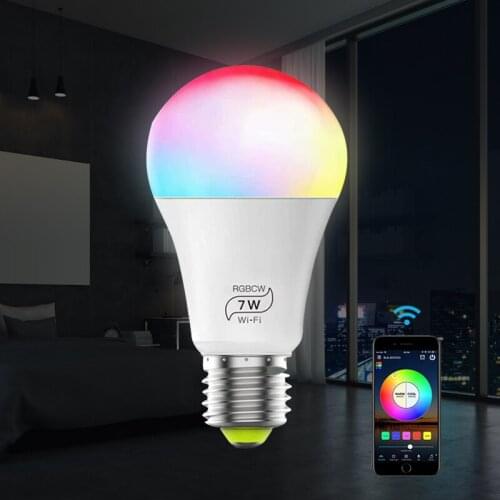 7W WiFi Smart Light Bulb LED RGB Light Dimmable Lamp Color Changing Magic Bulb App Control Work With Alexa Google Home E27 E26