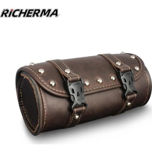 Brown Waterproof Motorcycle Bag Vintage Steering Wheel Bike Bag PU Leather Motorbike Tool Bike Scooter Bag motorcycle Tank Bag