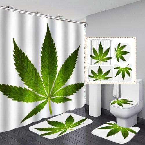 Green Maple Leaf Shower Curtain Fashion Bathroom Curtain Frabic Waterprood Polyester Bath Curtain De Home Textiles With Hooks