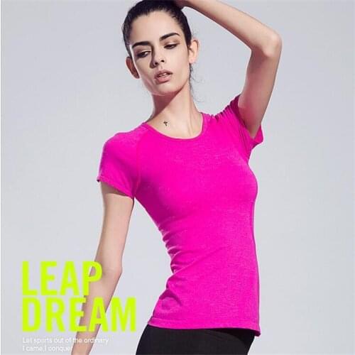Womens Solid Color Yoga Shirts Running Elastic Breathable sport Fitness T Shirt Ladies Double Movement T-Shirt Tops Spandex