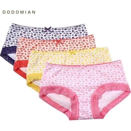 Women Underwear Sexy Lace Briefs Cute Cotton Women Panties Girls 4pcs\lot Lingerie Plus Size M-2XL Female High Quality Underpant