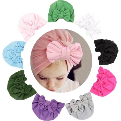 10 Colors Newborn Kids Big Bowknot Soft Cotton Blend Hat Caps Girls Clothes Accessories Headwear Birthday Gift