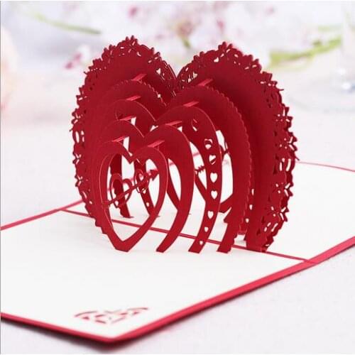 10pcsLove 3D Valentines Day Greeting Card Postcard Heartfelt Greetings