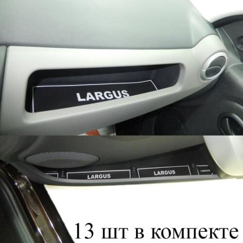 13pcs Non Slip Door slot cup mat storage rubber interior mats for Lada Largus Cross XV