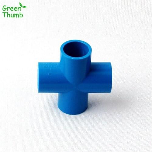 2pcs Dia 20 mm Equal Diameter PVC 4 Way Connectors Horticultural Irrigation Water Supply PVC Pipe Adapters