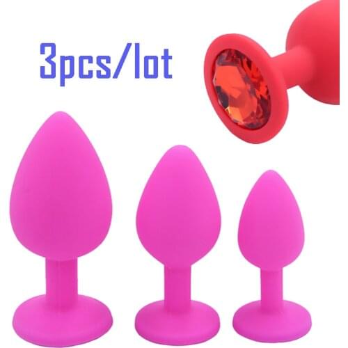 3PCS Unisex Plated Jewelry Sex Stopper Silicone Anal Plug Butt Plug Adult Toys Women Anal Trainer For Couples Exotic Accessories