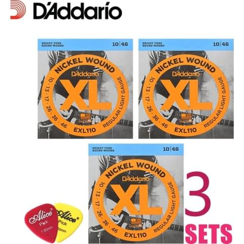 3 Packs! D'Addario DAddario Electric Guitar Strings XL Nickel Wound EXL110, 115, 120, 125, 3 Packs Set. Guitar Strings 10-46