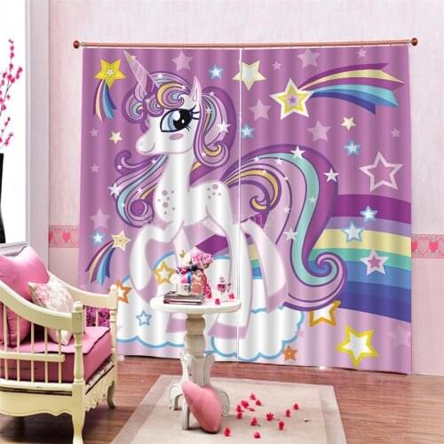 3D Custom Unicorn Rainbow Door Windows Curtains Thin Thicken For Living Room Bedroom Kitchen Curtains Drapes Dropship