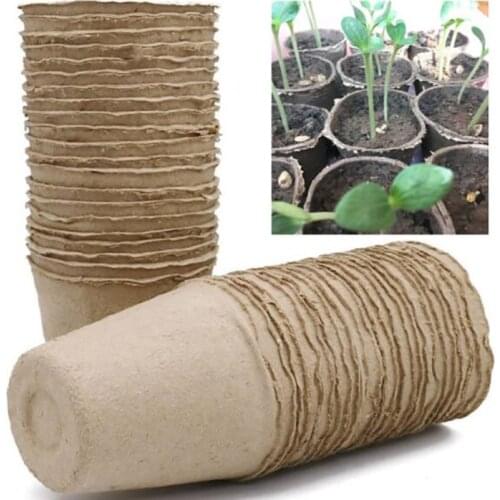 50pcs 8cm Paper grow Pot Plant Starters Herb vegs flower planter Nursery Cup Kit Biodegradable Home gardening tools cultivation