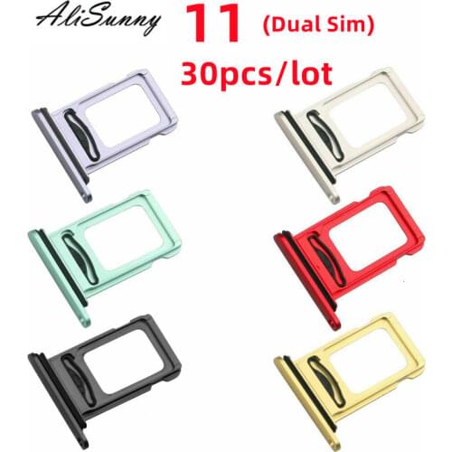 AliSunny 30pcs SIM Card Tray Holder Slot for iPhone 11 Pro Max 11Pro Single Dual Adapter Replacement Parts