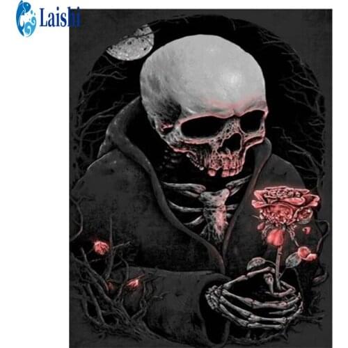 Full square/Round Rose skull Diamond embroidery diamond Painting Cross Stitch Rhinestone Of picture Mosaic Home Decoration